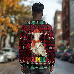Guinea Christmas Long Sleeve Shirt Festive Dove String Lights and Red Black Holiday - African Pride