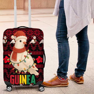 Guinea Christmas Luggage Cover Festive Dove String Lights and Red Black Holiday - African Pride