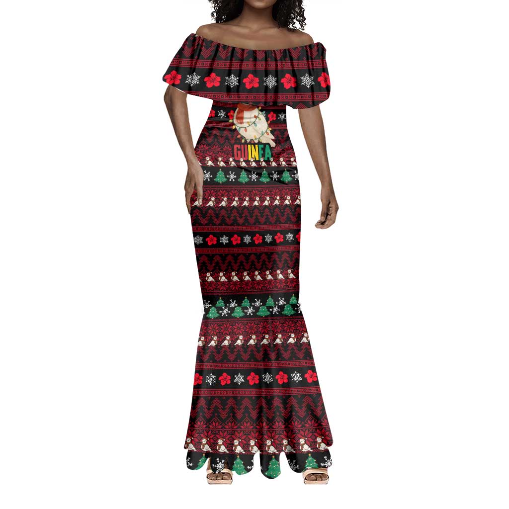 Guinea Christmas Mermaid Dress Festive Dove String Lights and Red Black Holiday - African Pride