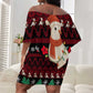 Guinea Christmas Off Shoulder Short Dress Festive Dove String Lights and Red Black Holiday - African Pride