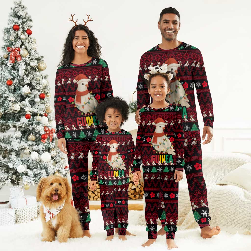 Guinea Christmas Pajama Set Festive Dove String Lights and Red Black Holiday - African Pride