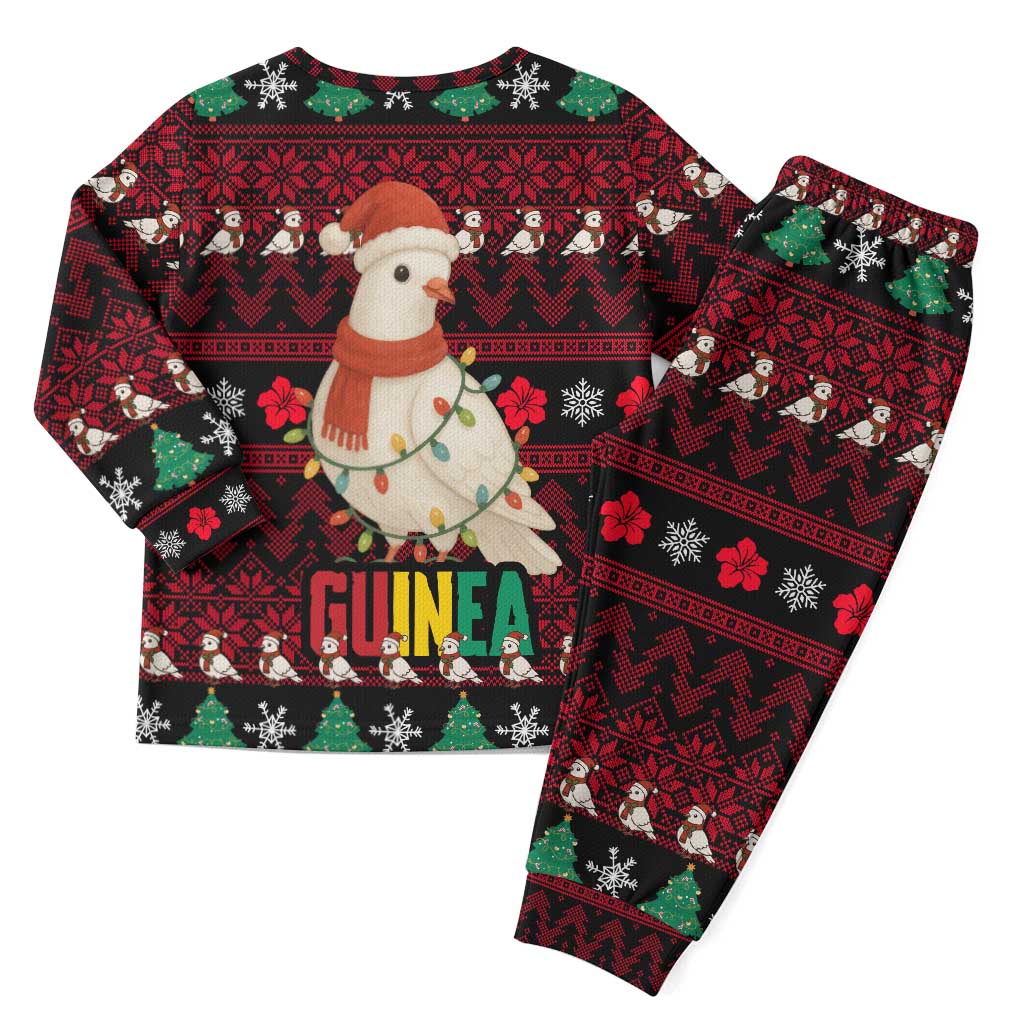 Guinea Christmas Pajama Set Festive Dove String Lights and Red Black Holiday - African Pride