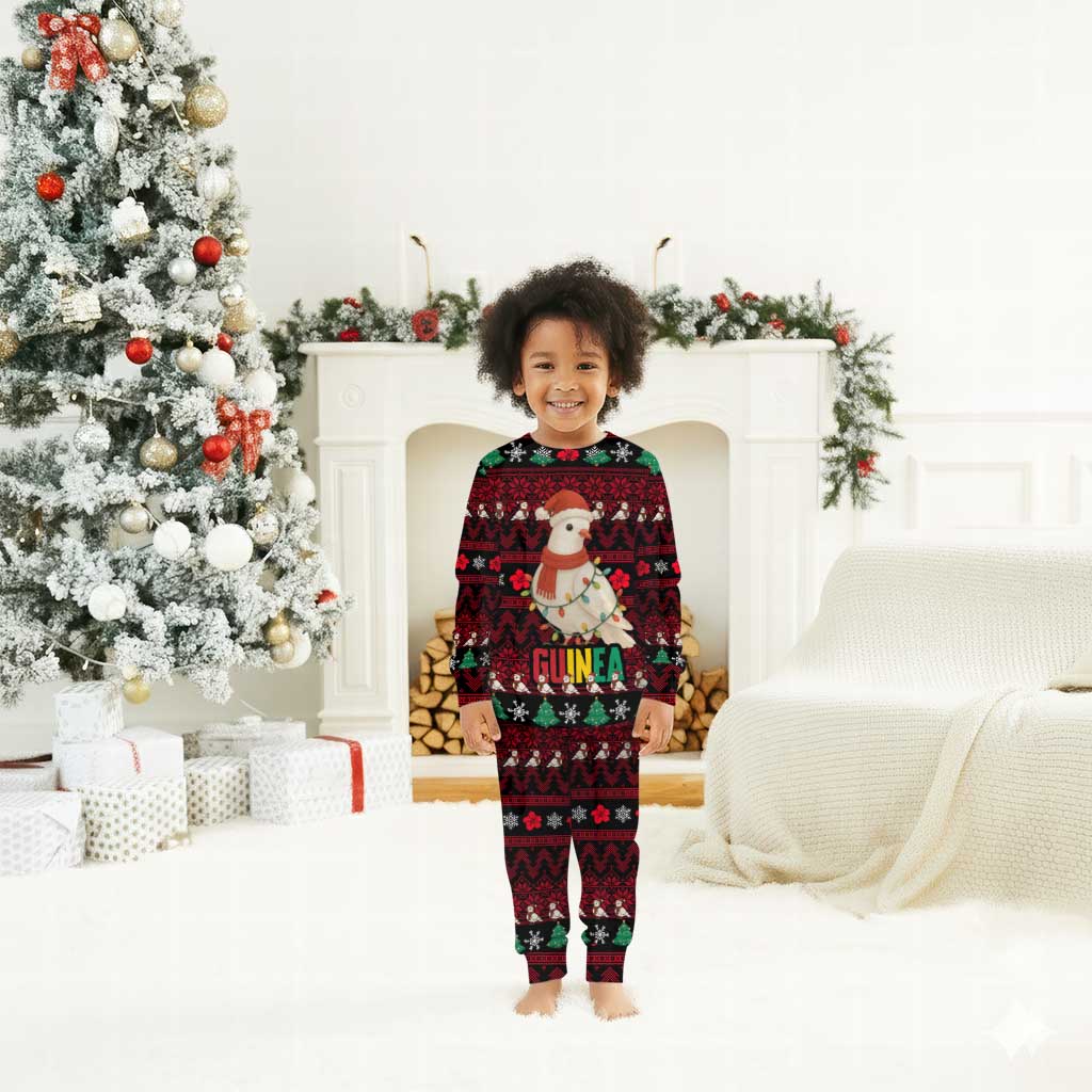 Guinea Christmas Pajama Set Festive Dove String Lights and Red Black Holiday - African Pride