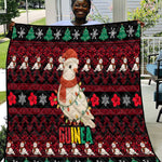 Guinea Christmas Quilt Festive Dove String Lights and Red Black Holiday - African Pride