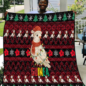 Guinea Christmas Quilt Festive Dove String Lights and Red Black Holiday - African Pride