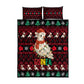 Guinea Christmas Quilt Bed Set Festive Dove String Lights and Red Black Holiday - African Pride