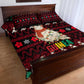 Guinea Christmas Quilt Bed Set Festive Dove String Lights and Red Black Holiday - African Pride