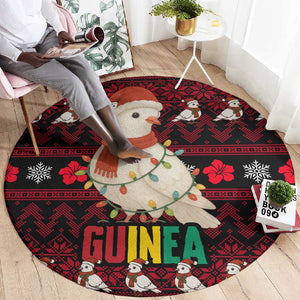 Guinea Christmas Round Carpet Festive Dove String Lights and Red Black Holiday - African Pride