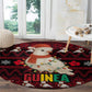 Guinea Christmas Round Carpet Festive Dove String Lights and Red Black Holiday - African Pride