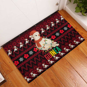 Guinea Christmas Rubber Doormat Festive Dove String Lights and Red Black Holiday - African Pride