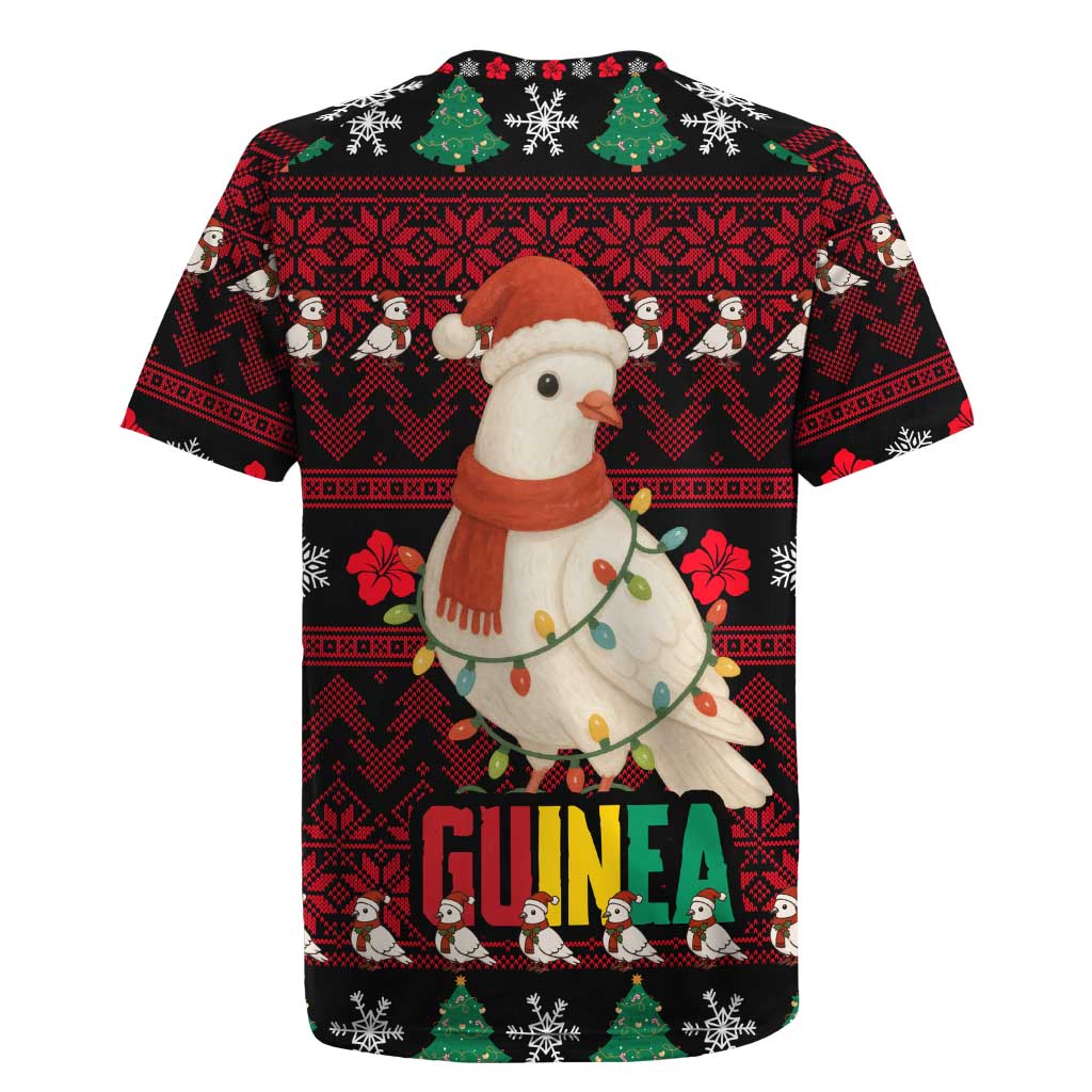 Guinea Christmas Rugby Jersey Festive Dove String Lights and Red Black Holiday - African Pride