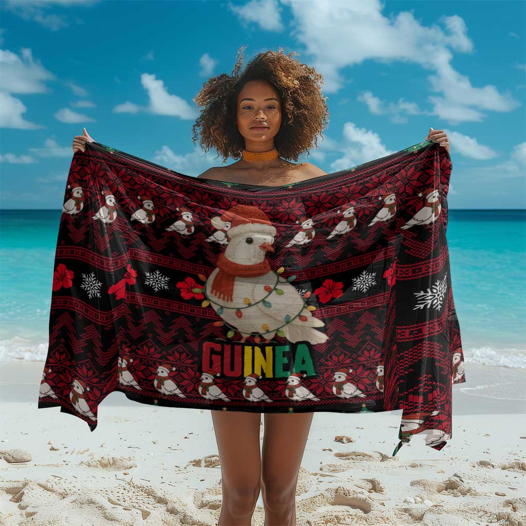 Guinea Christmas Sarong Festive Dove String Lights and Red Black Holiday - African Pride