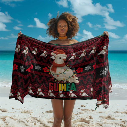 Guinea Christmas Sarong Festive Dove String Lights and Red Black Holiday - African Pride