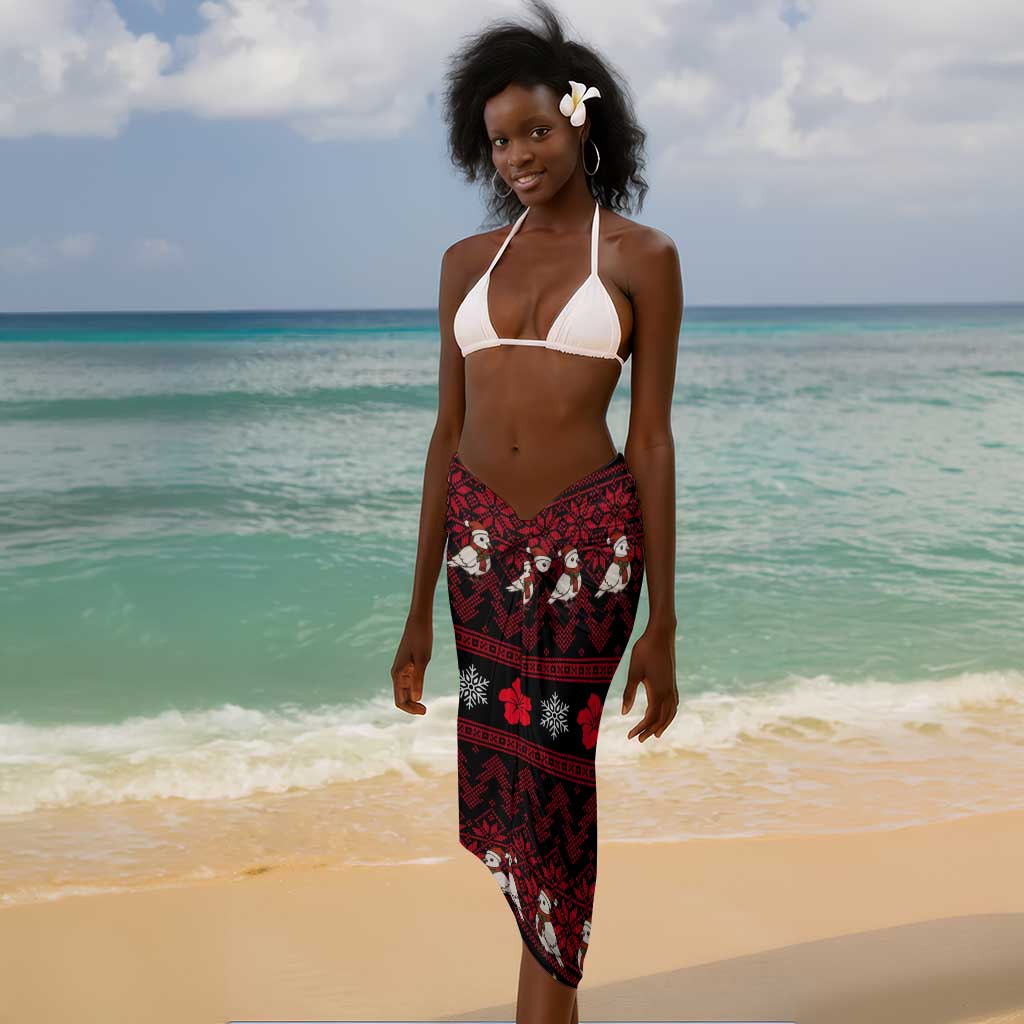 Guinea Christmas Sarong Festive Dove String Lights and Red Black Holiday - African Pride