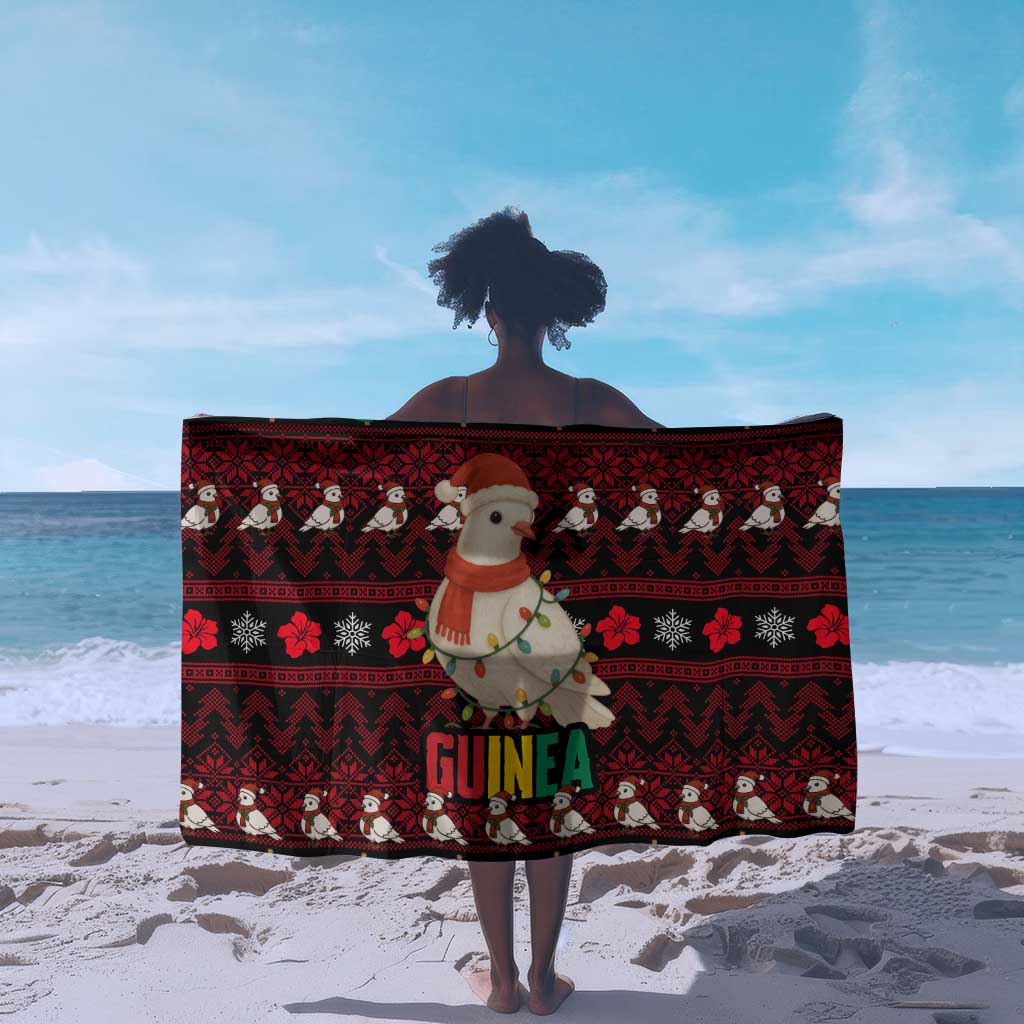 Guinea Christmas Sarong Festive Dove String Lights and Red Black Holiday - African Pride