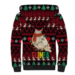 Guinea Christmas Sherpa Hoodie Festive Dove String Lights and Red Black Holiday - African Pride