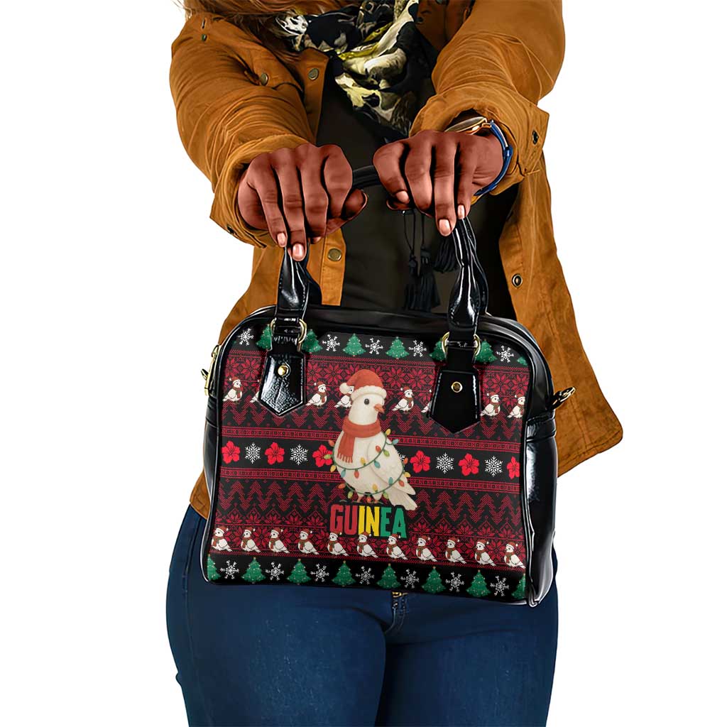 Guinea Christmas Shoulder Handbag Festive Dove String Lights and Red Black Holiday - African Pride