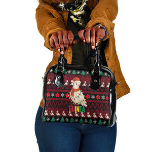 Guinea Christmas Shoulder Handbag Festive Dove String Lights and Red Black Holiday - African Pride