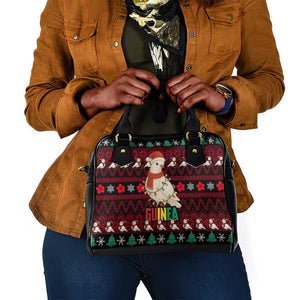 Guinea Christmas Shoulder Handbag Festive Dove String Lights and Red Black Holiday - African Pride