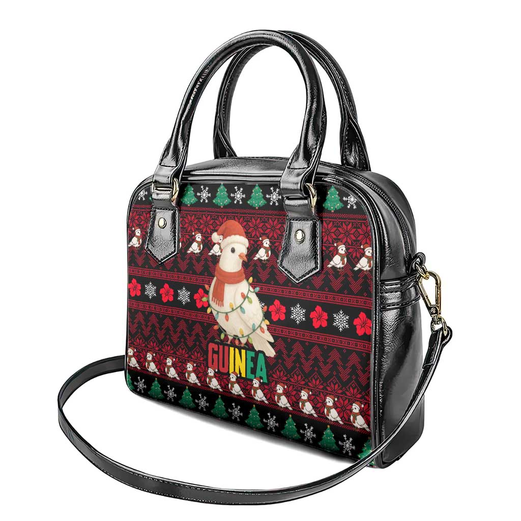 Guinea Christmas Shoulder Handbag Festive Dove String Lights and Red Black Holiday - African Pride