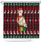 Guinea Christmas Shower Curtain Festive Dove String Lights and Red Black Holiday - African Pride