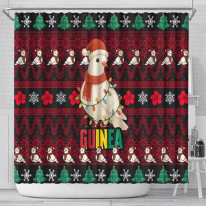 Guinea Christmas Shower Curtain Festive Dove String Lights and Red Black Holiday - African Pride