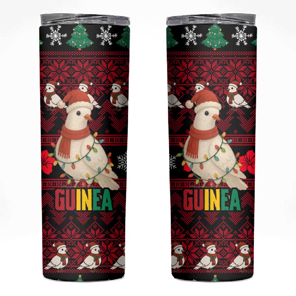 Guinea Christmas Skinny Tumbler Festive Dove String Lights and Red Black Holiday - African Pride
