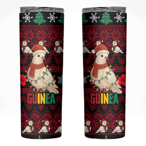Guinea Christmas Skinny Tumbler Festive Dove String Lights and Red Black Holiday - African Pride