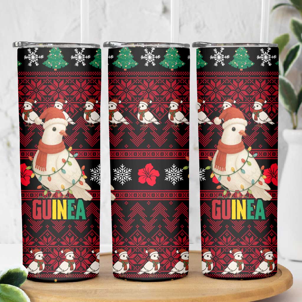 Guinea Christmas Skinny Tumbler Festive Dove String Lights and Red Black Holiday - African Pride