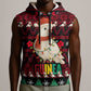 Guinea Christmas Sleeveless Hoodie Festive Dove String Lights and Red Black Holiday - African Pride