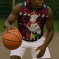 Guinea Christmas Sleeveless Zip Hoodie Festive Dove String Lights and Red Black Holiday - African Pride