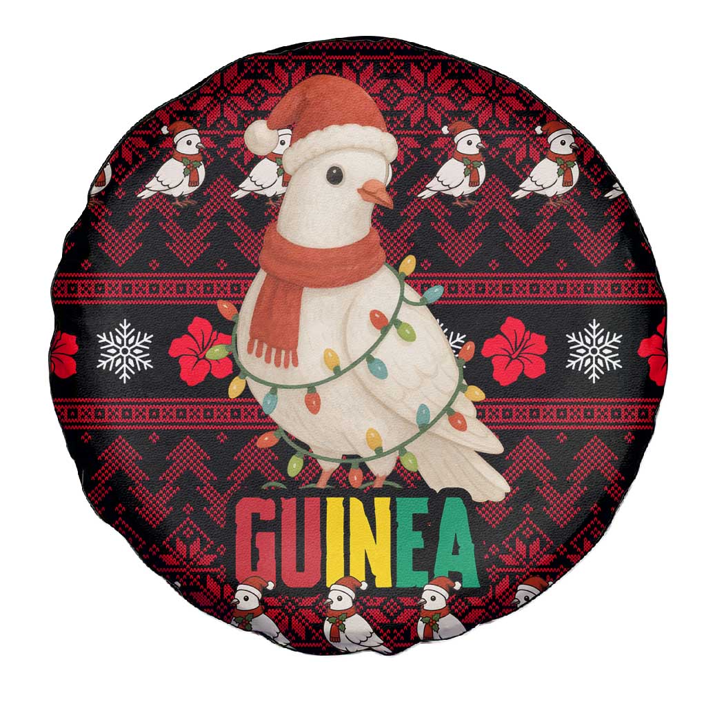 Guinea Christmas Spare Tire Cover Festive Dove String Lights and Red Black Holiday - African Pride