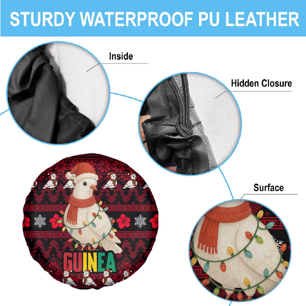 Guinea Christmas Spare Tire Cover Festive Dove String Lights and Red Black Holiday - African Pride