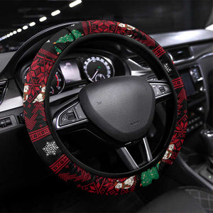 Guinea Christmas Steering Wheel Cover Festive Dove String Lights and Red Black Holiday - African Pride