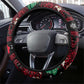 Guinea Christmas Steering Wheel Cover Festive Dove String Lights and Red Black Holiday - African Pride