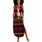 Guinea Christmas Summer Maxi Dress Festive Dove String Lights and Red Black Holiday - African Pride
