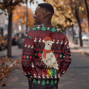 Guinea Christmas Sweatshirt Festive Dove String Lights and Red Black Holiday - African Pride
