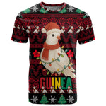 Guinea Christmas T shirt Festive Dove String Lights and Red Black Holiday - African Pride