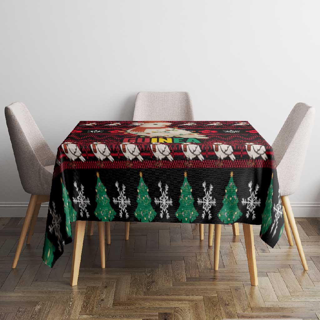 Guinea Christmas Tablecloth Festive Dove String Lights and Red Black Holiday - African Pride