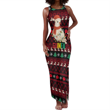 Guinea Christmas Tank Maxi Dress Festive Dove String Lights and Red Black Holiday - African Pride