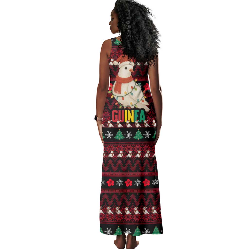 Guinea Christmas Tank Maxi Dress Festive Dove String Lights and Red Black Holiday - African Pride