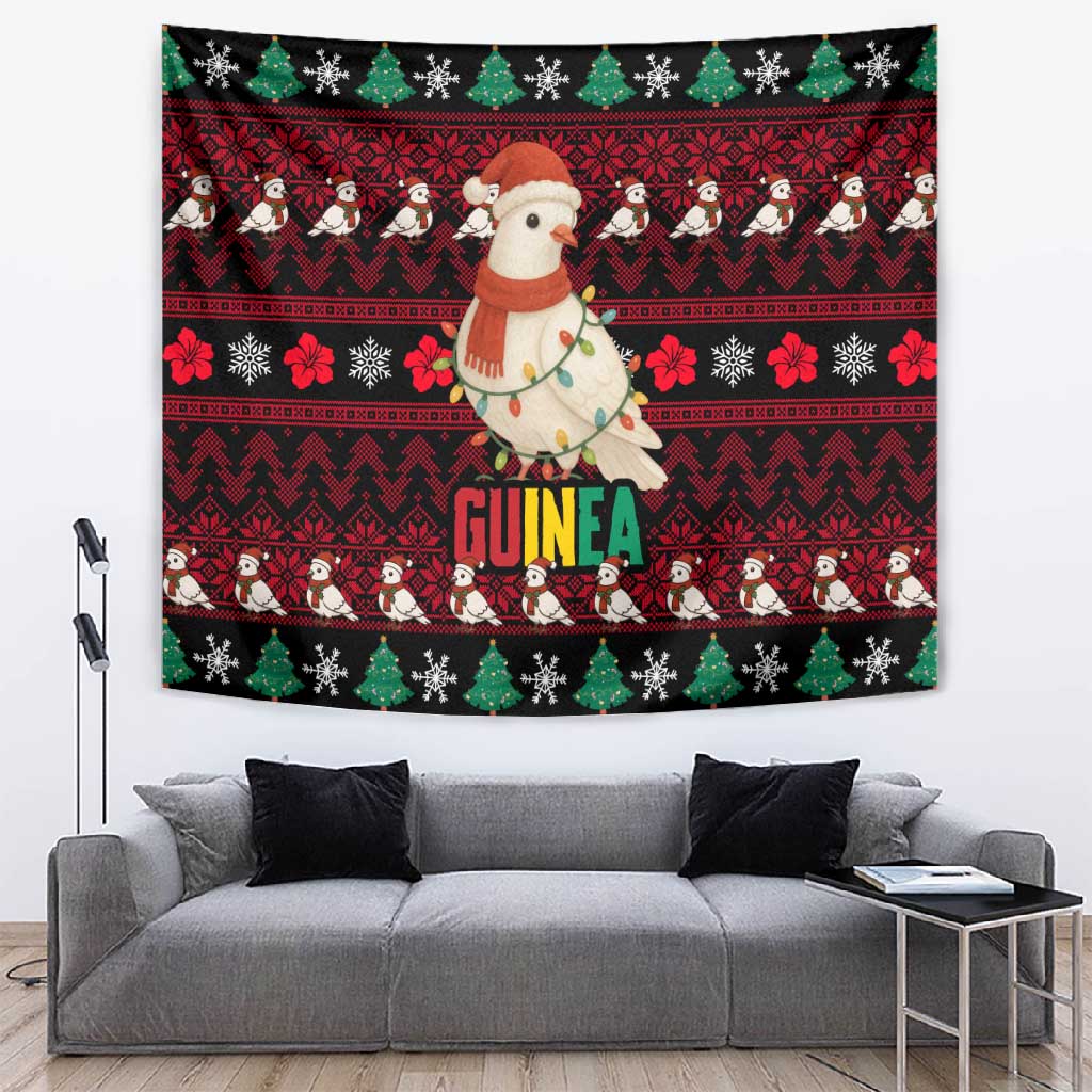 Guinea Christmas Tapestry Festive Dove String Lights and Red Black Holiday - African Pride