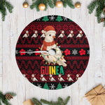 Guinea Christmas Tree Skirt Festive Dove String Lights and Red Black Holiday - African Pride