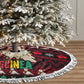Guinea Christmas Tree Skirt Festive Dove String Lights and Red Black Holiday - African Pride
