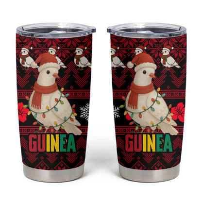 Guinea Christmas Tumbler Cup Festive Dove String Lights and Red Black Holiday - African Pride