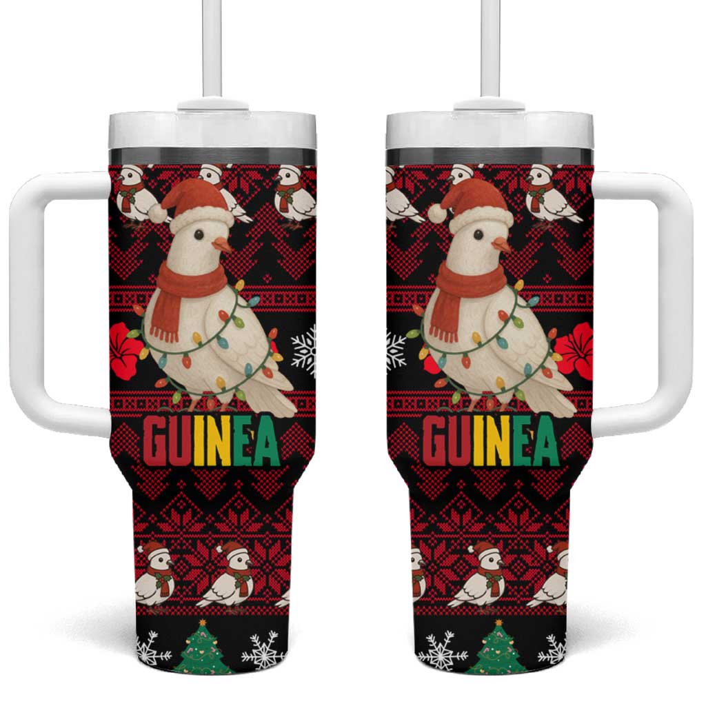 Guinea Christmas Tumbler With Handle Festive Dove String Lights and Red Black Holiday - African Pride