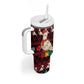 Guinea Christmas Tumbler With Handle Festive Dove String Lights and Red Black Holiday - African Pride