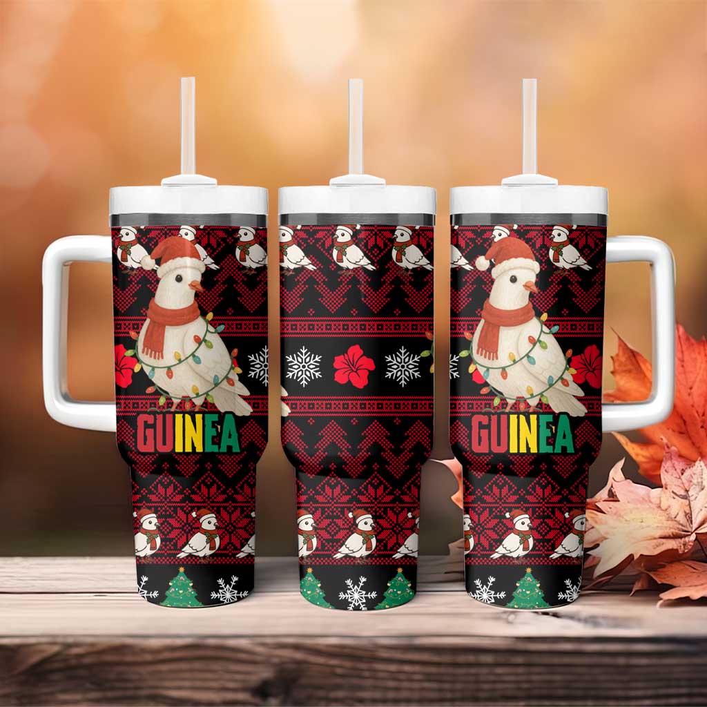 Guinea Christmas Tumbler With Handle Festive Dove String Lights and Red Black Holiday - African Pride