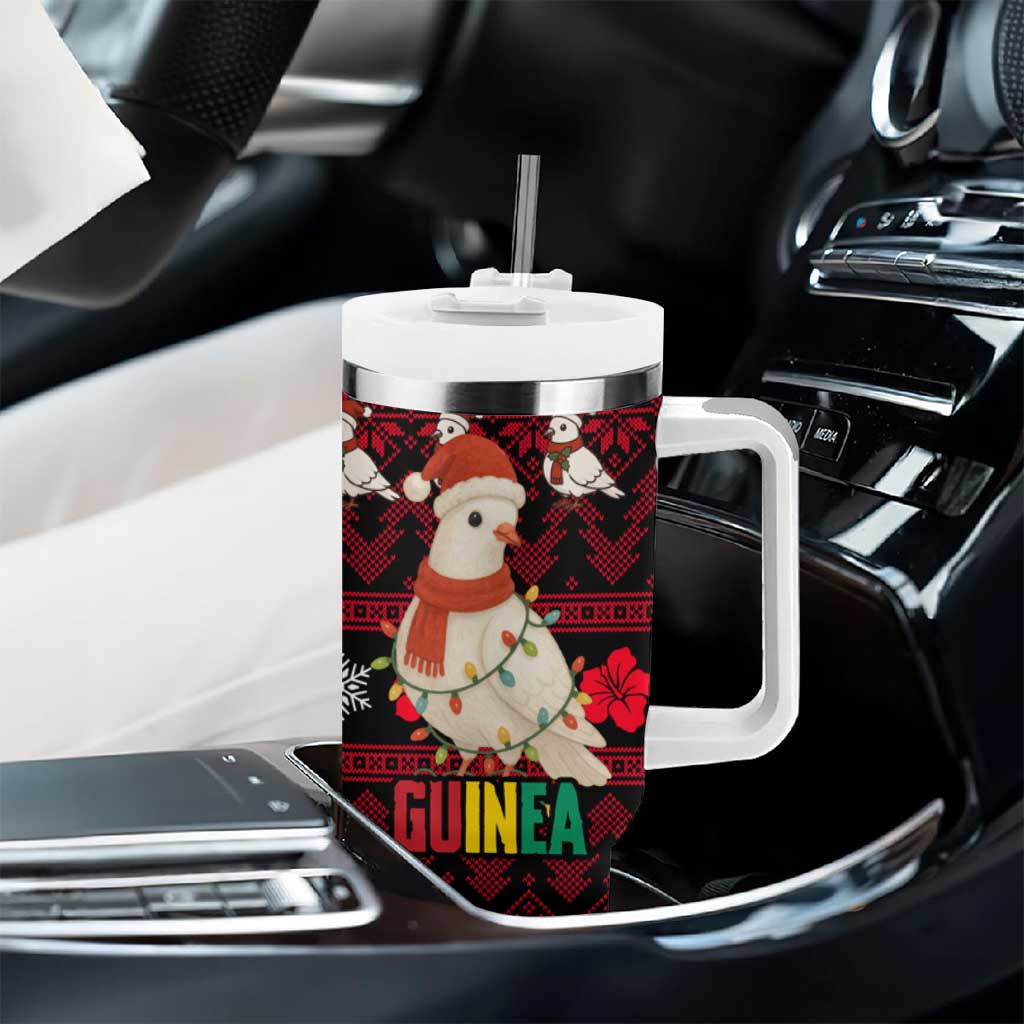 Guinea Christmas Tumbler With Handle Festive Dove String Lights and Red Black Holiday - African Pride