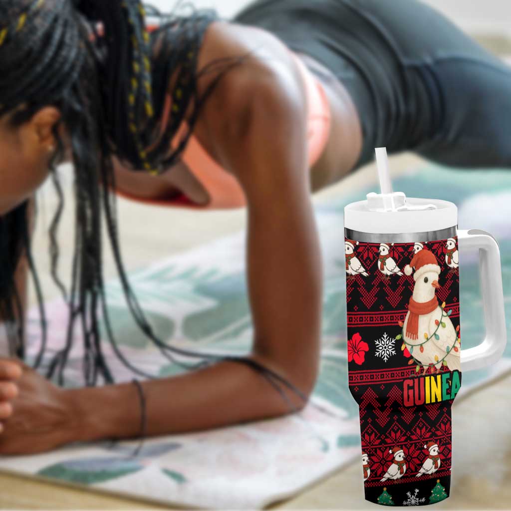 Guinea Christmas Tumbler With Handle Festive Dove String Lights and Red Black Holiday - African Pride